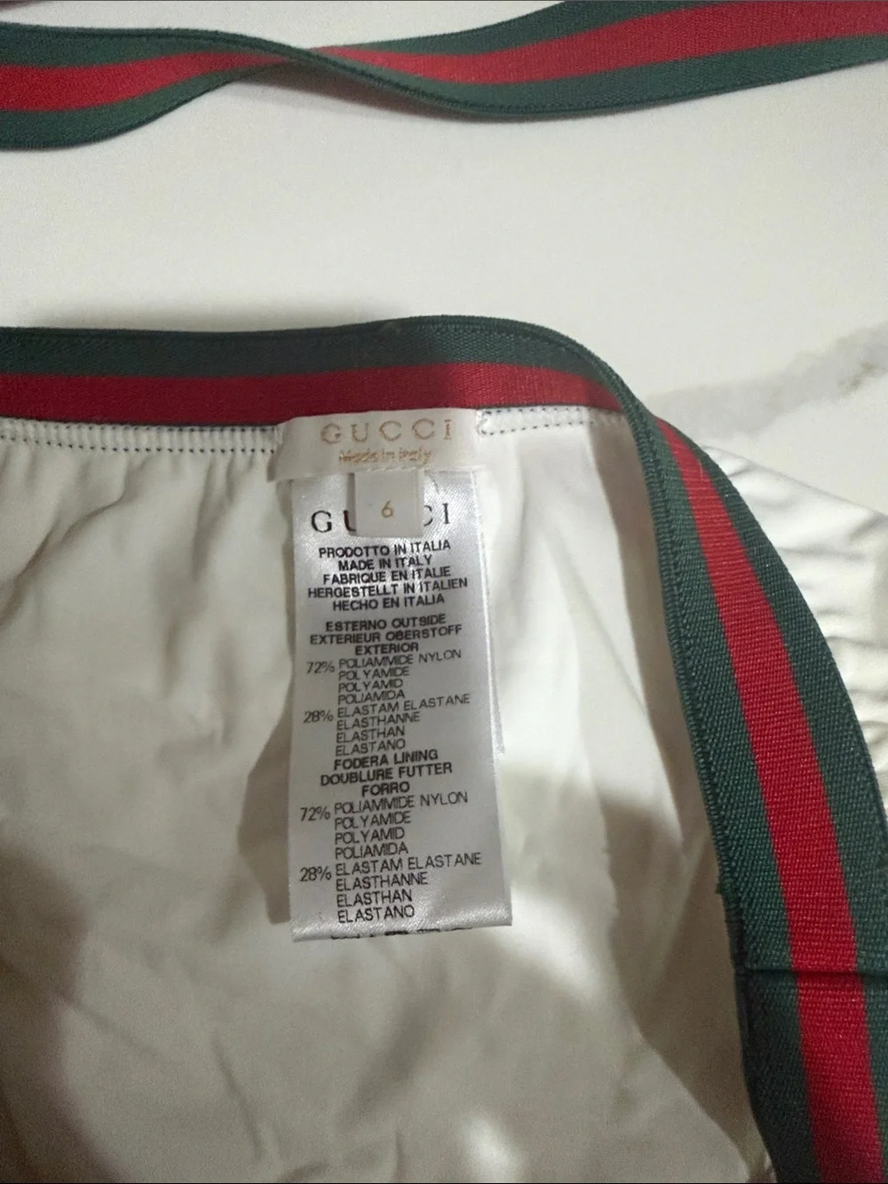 Gucci White with Green and Red Stripe Swimwear/Accessory